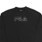 FILA Womens Black Crystal Logo Crew Neck XS Sweatshirt Cotton Blend Casual