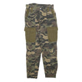 BERSHKA Womens Green Camouflage Slim Cargo Trousers W26 L26 Cotton Blend Zip