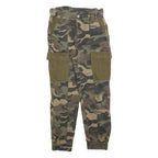 BERSHKA Womens Green Camouflage Slim Cargo Trousers W26 L26 Cotton Blend Zip