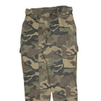 BERSHKA Womens Green Camouflage Slim Cargo Trousers W26 L26 Cotton Blend Zip