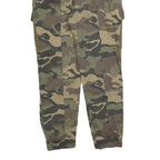 BERSHKA Womens Green Camouflage Slim Cargo Trousers W26 L26 Cotton Blend Zip