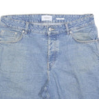 RESERVED Mens Denim Blue Shorts L W36 Cotton Blend Casual Classic Fit Zip