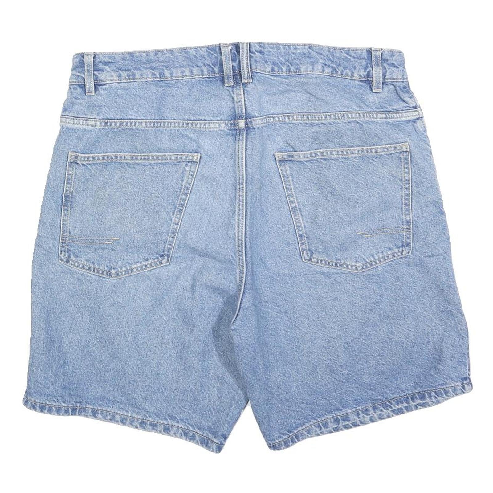 RESERVED Mens Denim Blue Shorts L W36 Cotton Blend Casual Classic Fit Zip