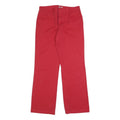 DICKIES Womens Cotton Blend Red Relaxed Straight Trousers W30 L30 Casual Zip