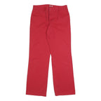 DICKIES Womens Cotton Blend Red Relaxed Straight Trousers W30 L30 Casual Zip