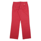 DICKIES Womens Cotton Blend Red Relaxed Straight Trousers W30 L30 Casual Zip