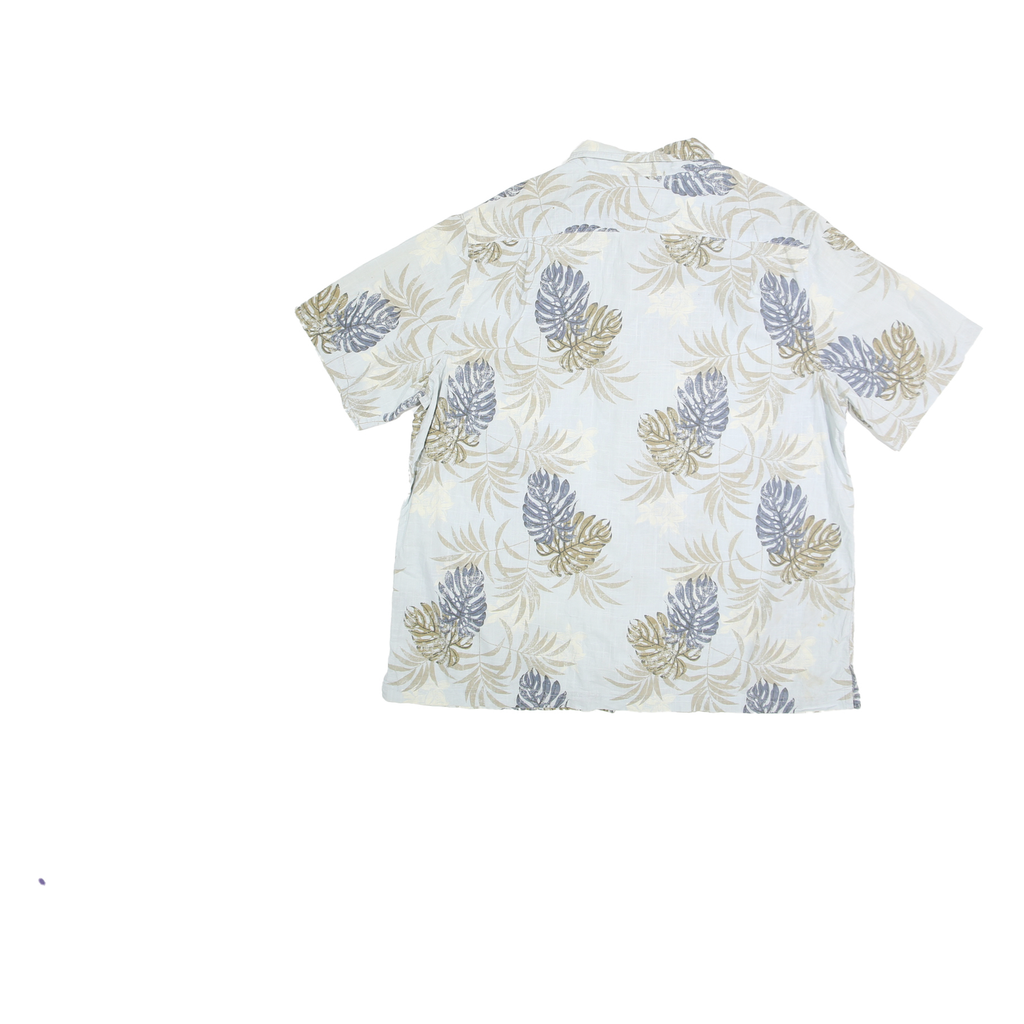 CROFT & BARROW Mens White & Beige Leaf Print Shirt XL Summer Casual Cotton