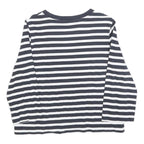 TOMMY HILFIGER Womens Black & White Striped Crew Neck S Sweatshirt Logo Print