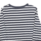 TOMMY HILFIGER Womens Black & White Striped Crew Neck S Sweatshirt Logo Print