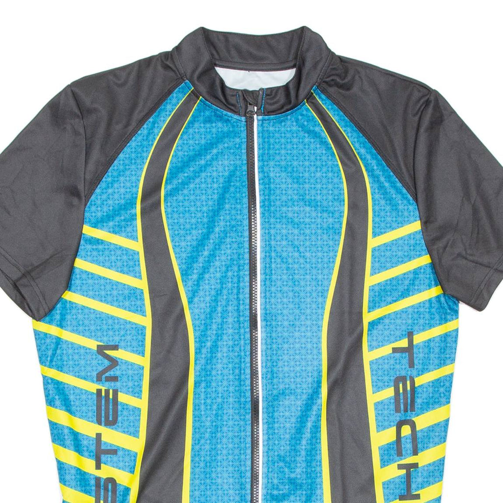 Cycling Mens Jersey Blue Full Zip L