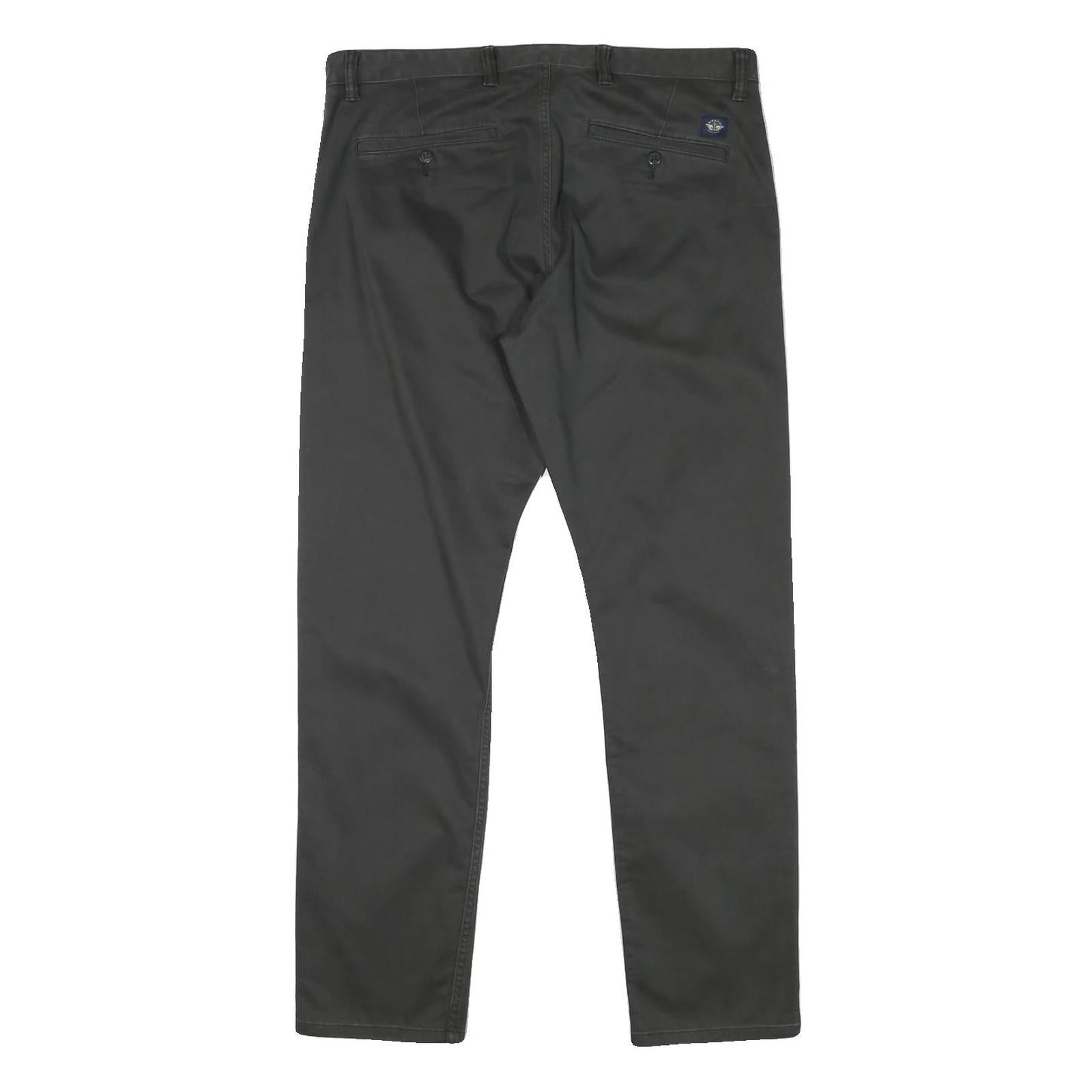 DOCKERS Mens Slim Black Cotton Blend Slim Straight Trousers W35 L30 Casual Smart