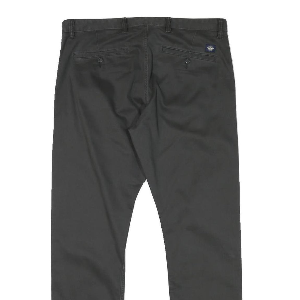 DOCKERS Mens Slim Black Cotton Blend Slim Straight Trousers W35 L30 Casual Smart