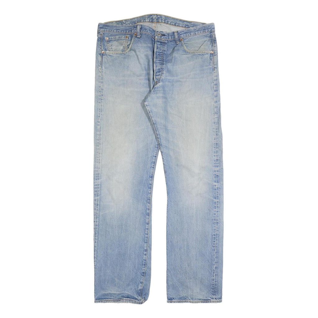 LEVI'S 501 Mens Jeans Blue Regular Straight Denim Light W38 L34 Button Closure