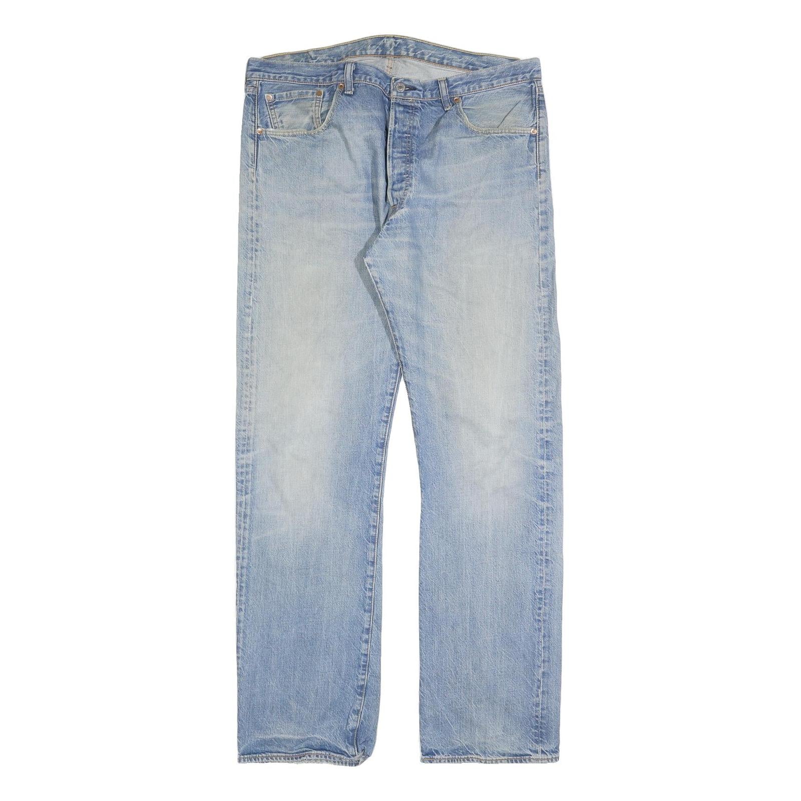 LEVI'S 501 Mens Jeans Blue Regular Straight Denim Light W38 L34 Button Closure