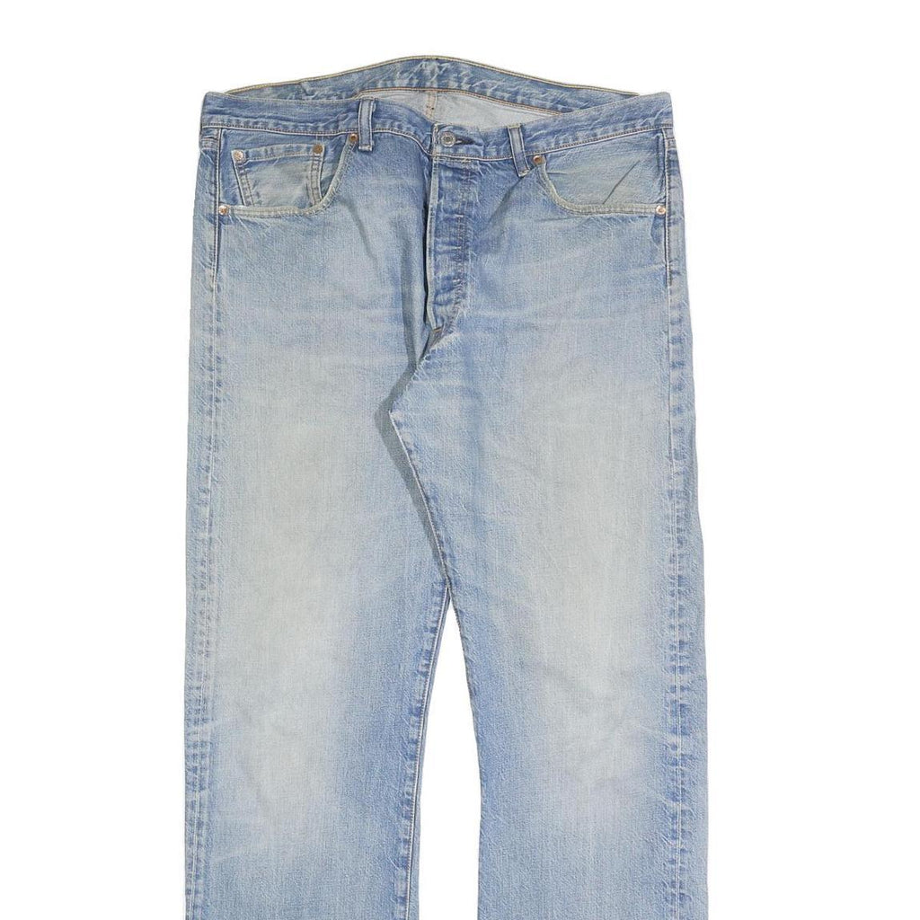 LEVI'S 501 Mens Jeans Blue Regular Straight Denim Light W38 L34 Button Closure
