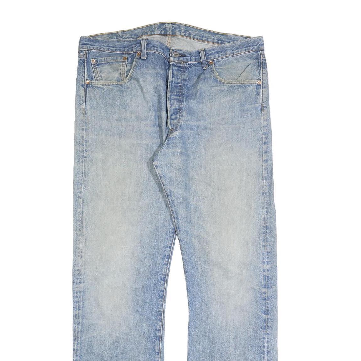 LEVI'S 501 Mens Jeans Blue Regular Straight Denim Light W38 L34 Button Closure