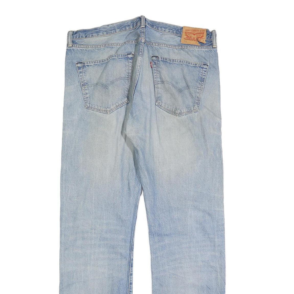 LEVI'S 501 Mens Jeans Blue Regular Straight Denim Light W38 L34 Button Closure