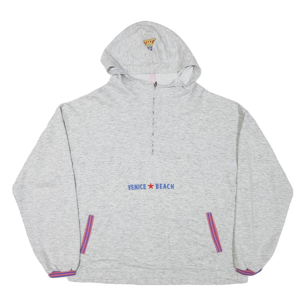 VENICE BEACH Mens Grey ¼ Zip Hoodie XL Cotton Blend Casual Lightweight