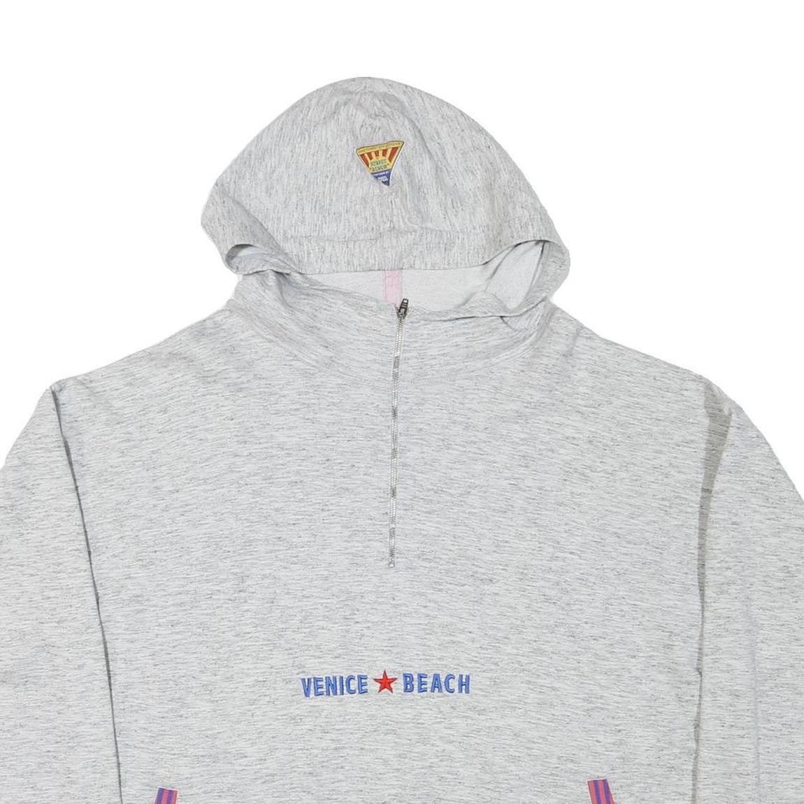 VENICE BEACH Mens Grey ¼ Zip Hoodie XL Cotton Blend Casual Lightweight