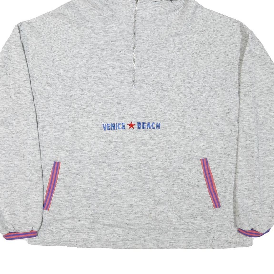 VENICE BEACH Mens Grey ¼ Zip Hoodie XL Cotton Blend Casual Lightweight