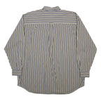 IZOD Mens Blue & Cream Striped Button Down Shirt XL Cotton Classic Fit Long