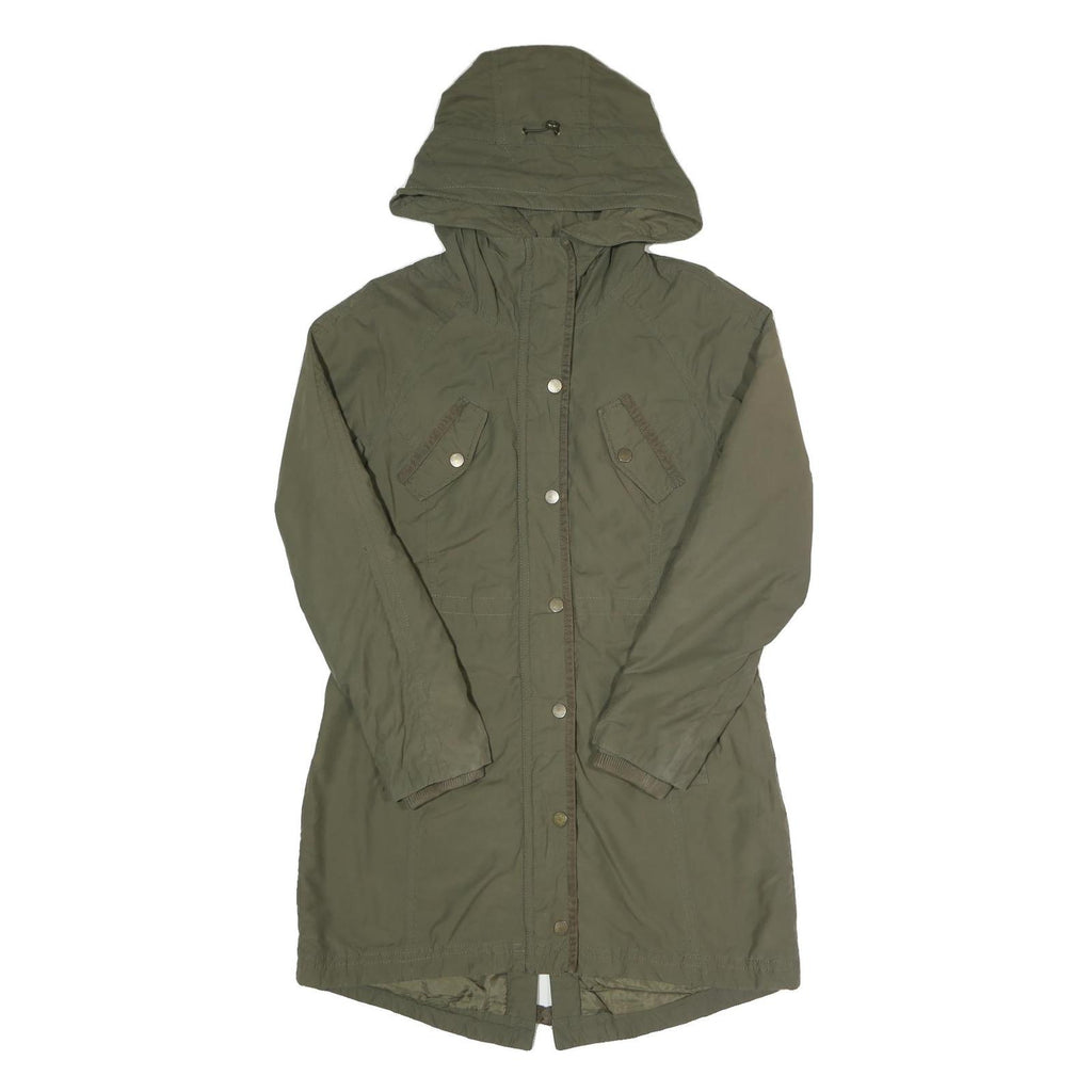 TOMMY HILFIGER Womens Green Cotton Blend Outdoor Jacket M Zip Hooded Lightweight