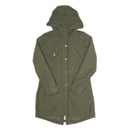 TOMMY HILFIGER Womens Green Cotton Blend Outdoor Jacket M Zip Hooded Lightweight