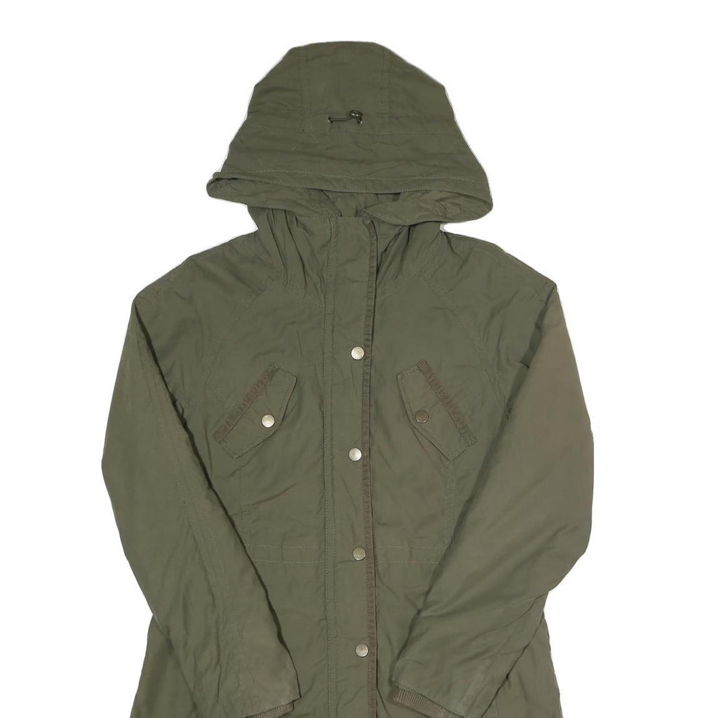 TOMMY HILFIGER Womens Green Cotton Blend Outdoor Jacket M Zip Hooded Lightweight