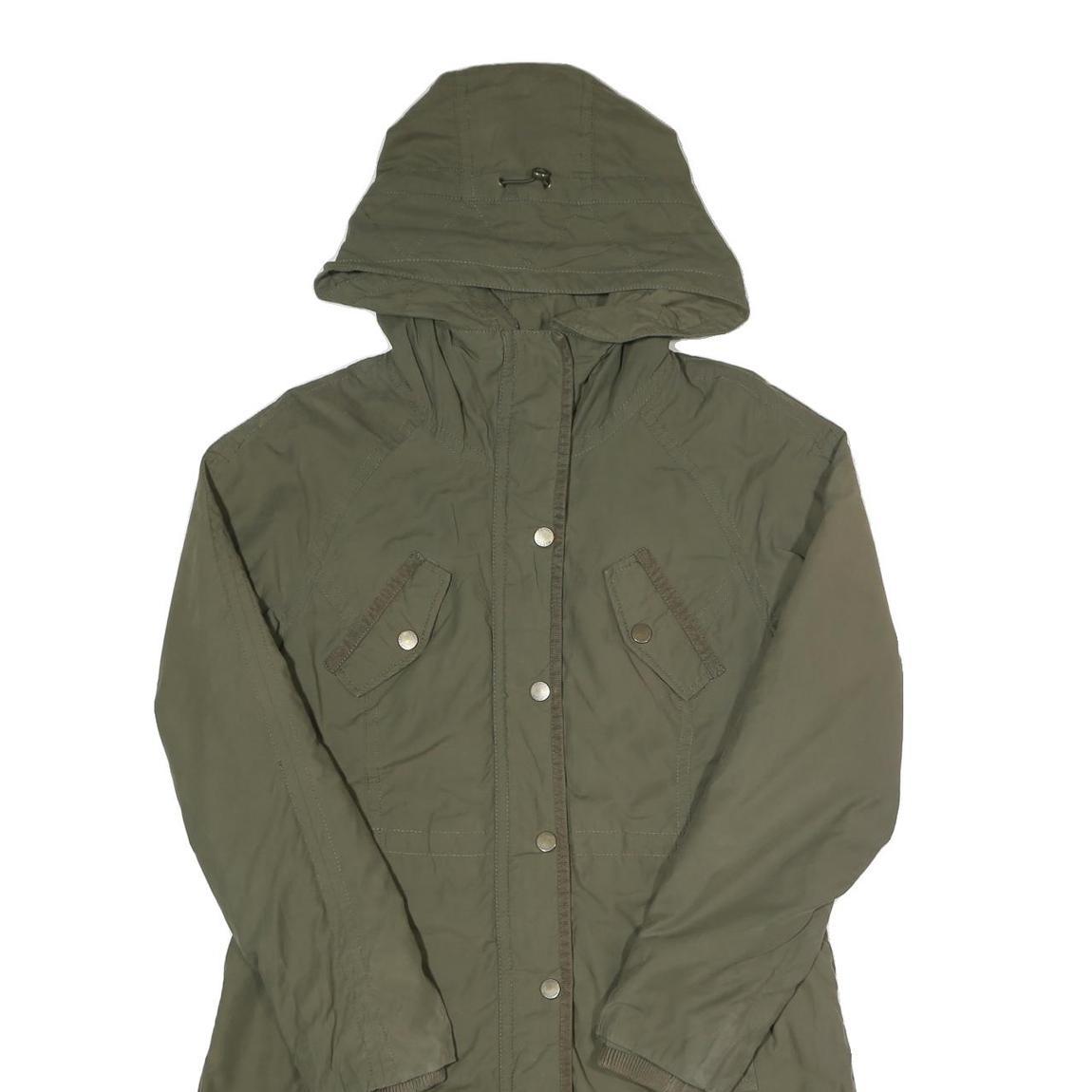 TOMMY HILFIGER Womens Green Cotton Blend Outdoor Jacket M Zip Hooded Lightweight