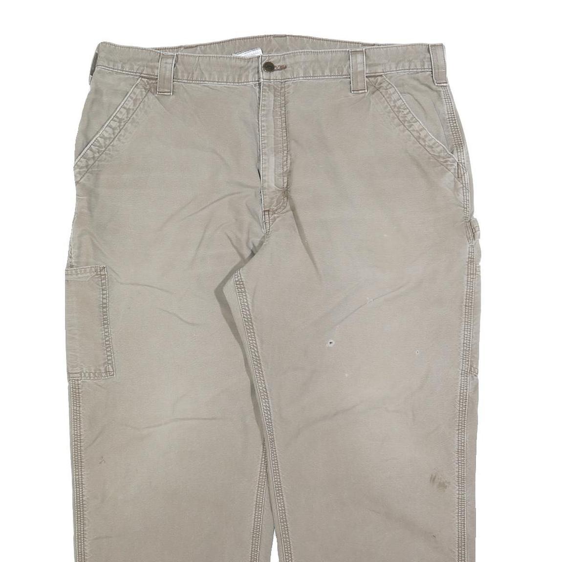 CARHARTT Mens Cotton Blend Beige Loose Straight Trousers W40 L30 Utility