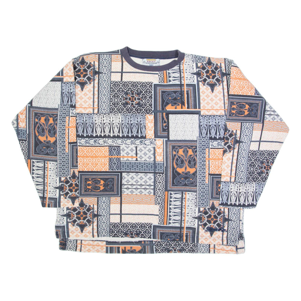 ROCKY Patchwork Mens Sweatshirt Black 90s M