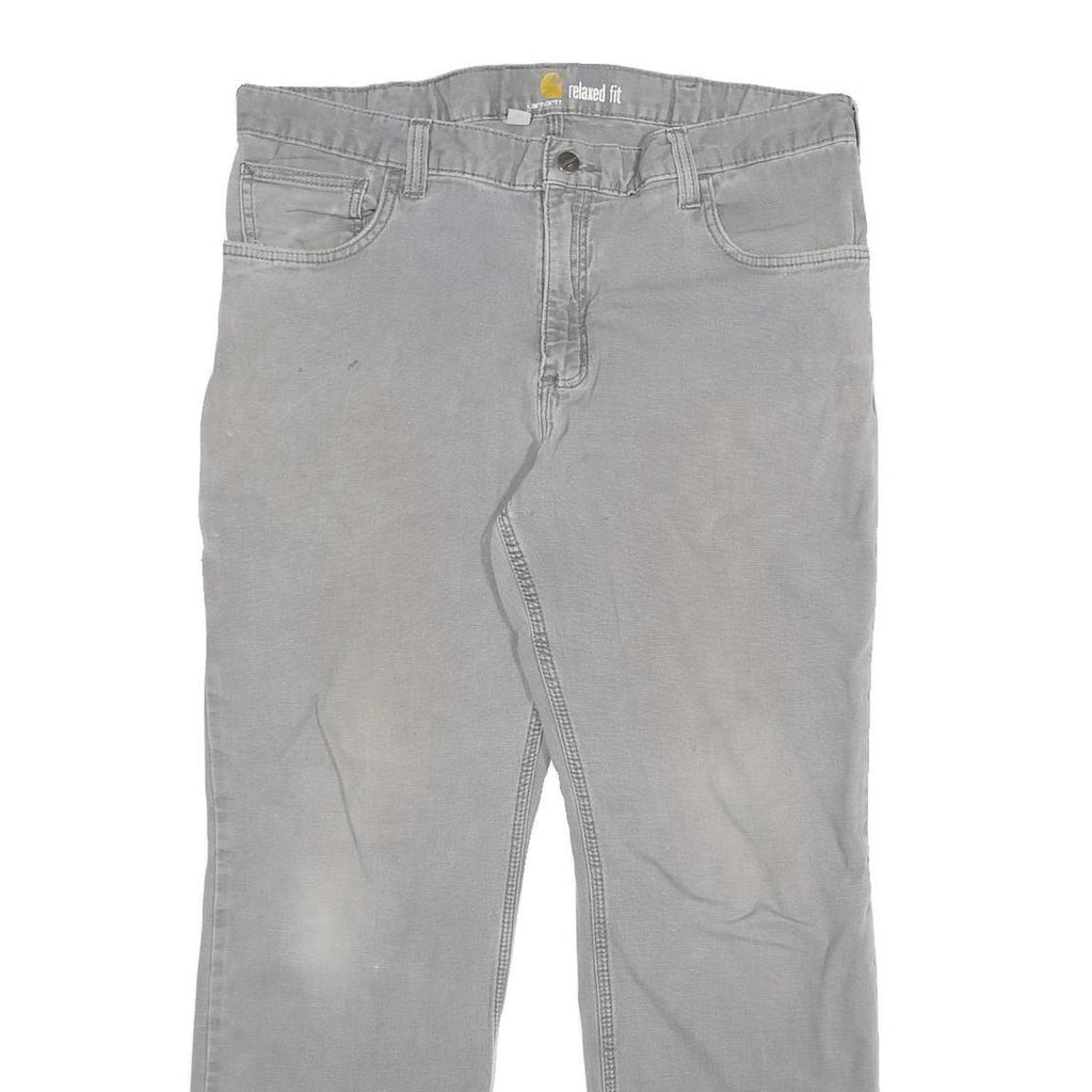 CARHARTT Mens Cotton Blend Grey Relaxed Fit Straight Trousers W36 L30 Workwear