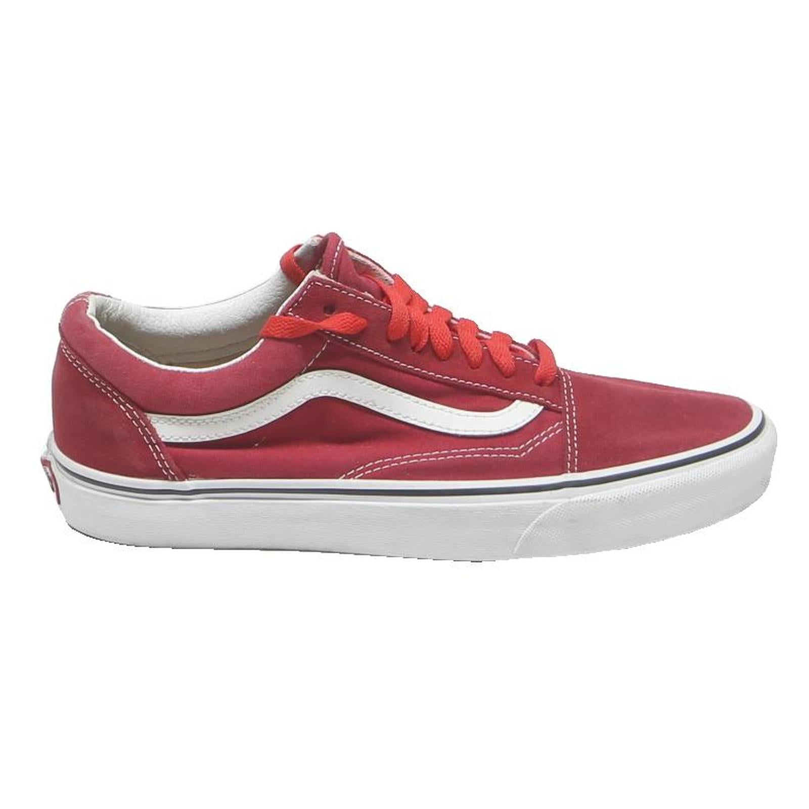 VANS Old Skool Mens Lace-Up Trainers Red & White Canvas UK 8 Classic Skate