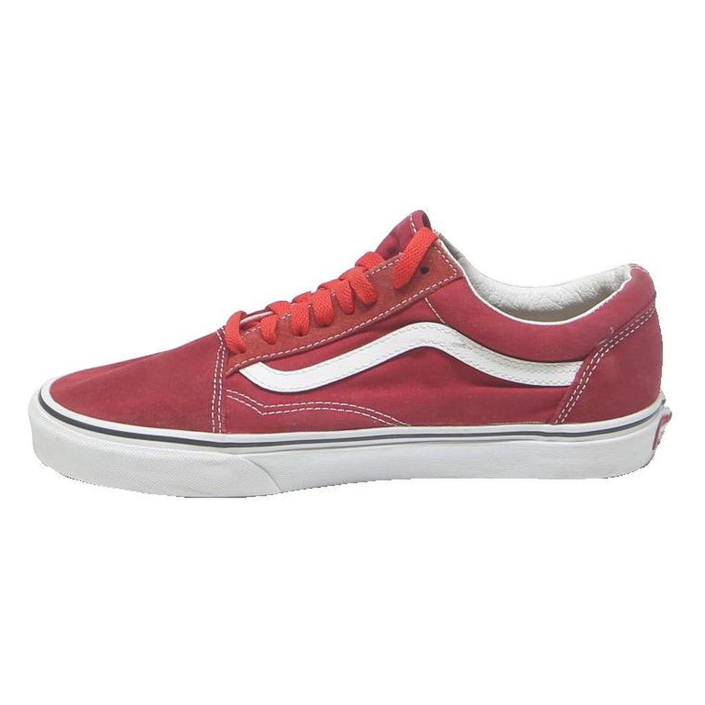 VANS Old Skool Mens Lace-Up Trainers Red & White Canvas UK 8 Classic Skate