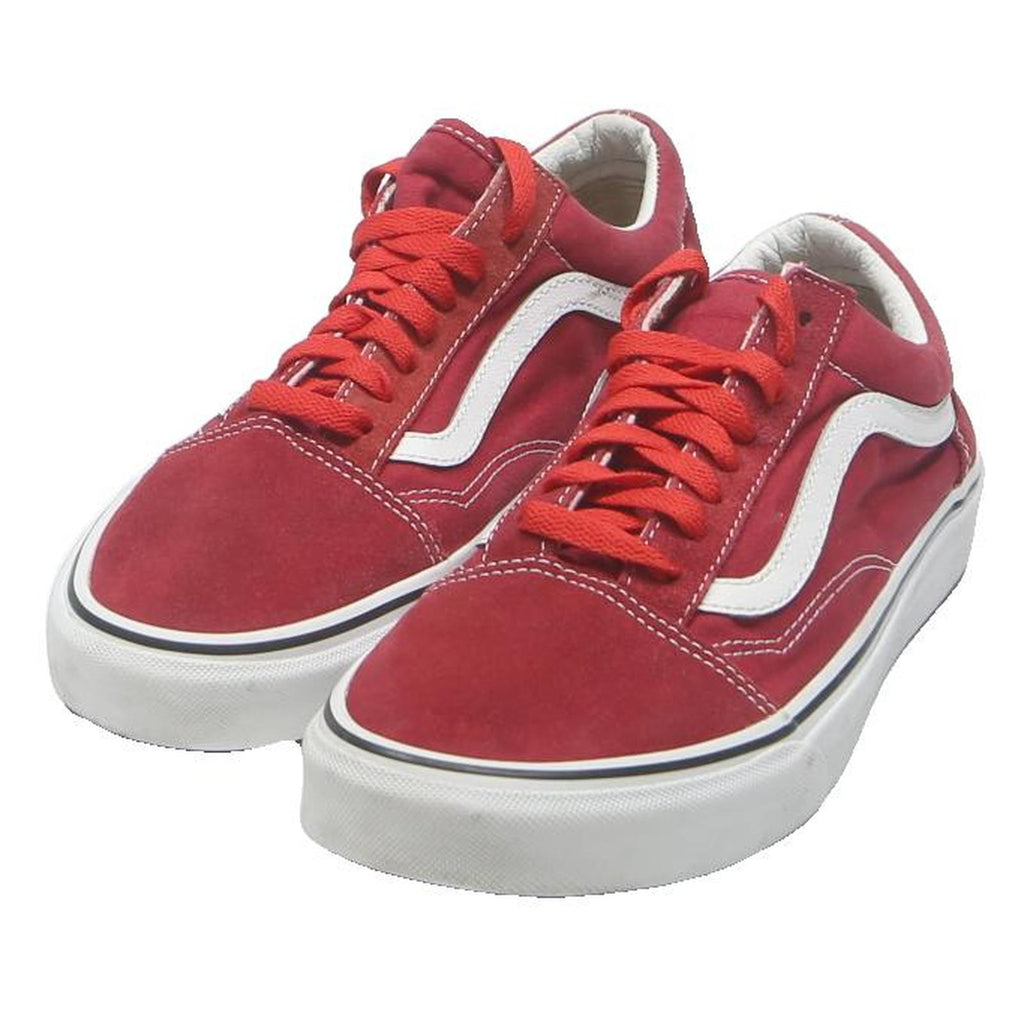 VANS Old Skool Mens Lace-Up Trainers Red & White Canvas UK 8 Classic Skate