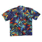 Mens Black & Multicolour Pattern Short Sleeve Shirt XL Polyester Casual Summer