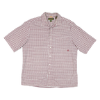 TIMBERLAND Mens Red & White Checked Short Sleeve Shirt L Cotton Blend Casual