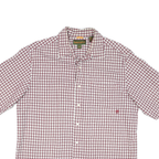TIMBERLAND Mens Red & White Checked Short Sleeve Shirt L Cotton Blend Casual