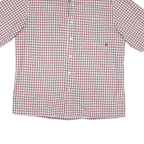 TIMBERLAND Mens Red & White Checked Short Sleeve Shirt L Cotton Blend Casual
