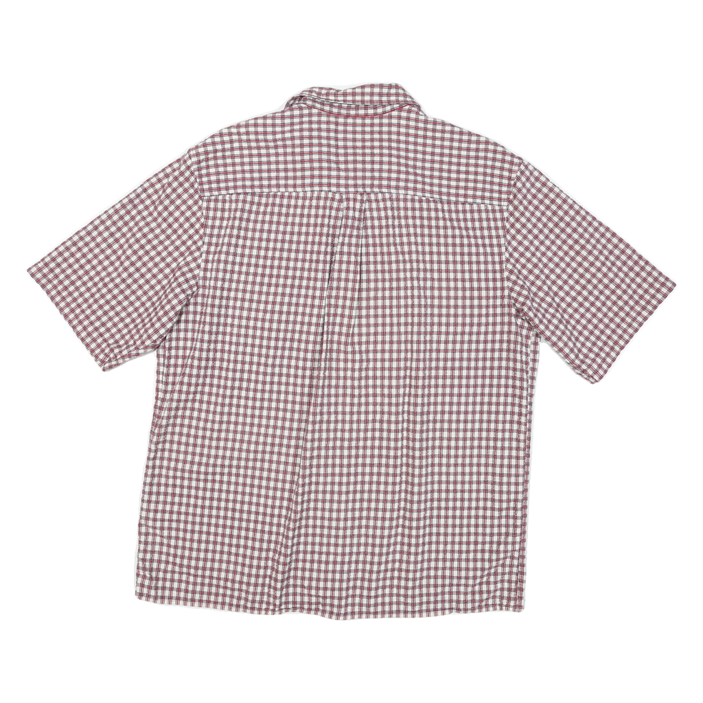 TIMBERLAND Mens Red & White Checked Short Sleeve Shirt L Cotton Blend Casual