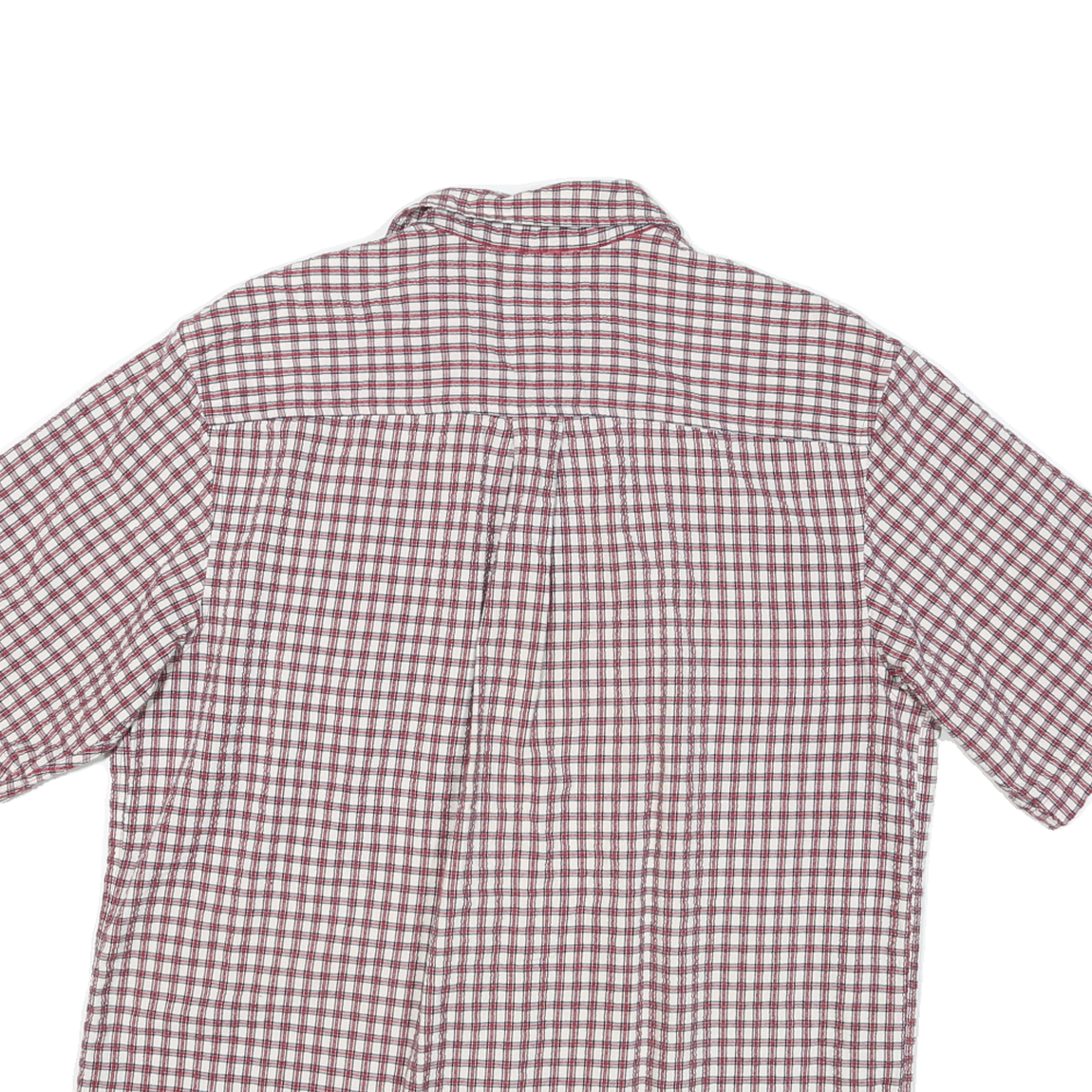 TIMBERLAND Mens Red & White Checked Short Sleeve Shirt L Cotton Blend Casual