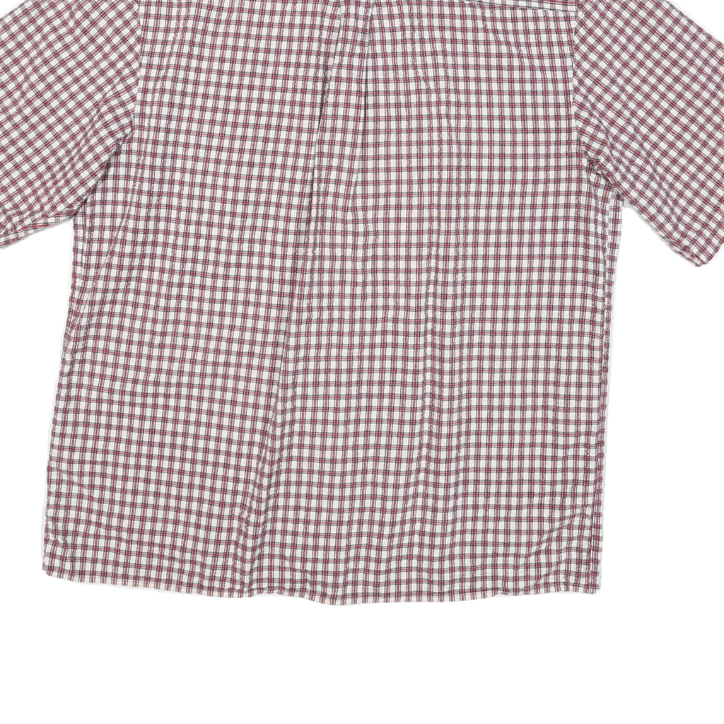 TIMBERLAND Mens Red & White Checked Short Sleeve Shirt L Cotton Blend Casual