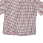 TIMBERLAND Mens Red & White Checked Short Sleeve Shirt L Cotton Blend Casual