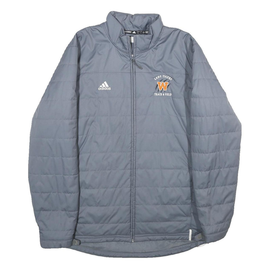 ADIDAS Mens Grey Lady Tigers Track & Field Quilted Jacket L Polyester Zip