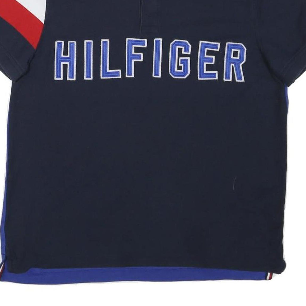 TOMMY HILFIGER Mens Navy Blue Red White Short Sleeve Polo Shirt M Hilfiger Logo