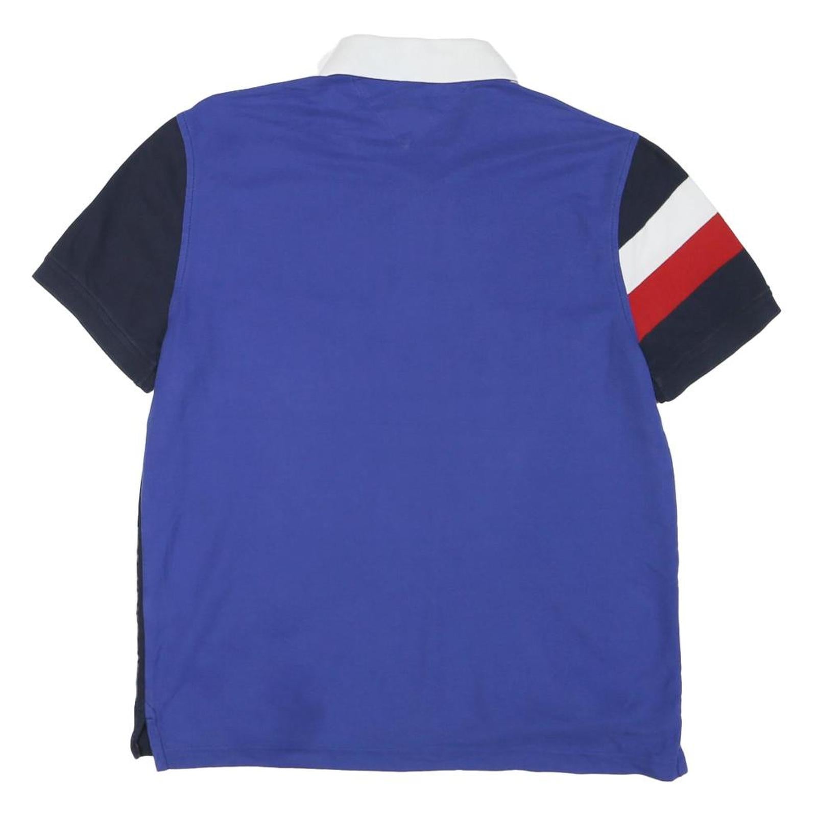 TOMMY HILFIGER Mens Navy Blue Red White Short Sleeve Polo Shirt M Hilfiger Logo