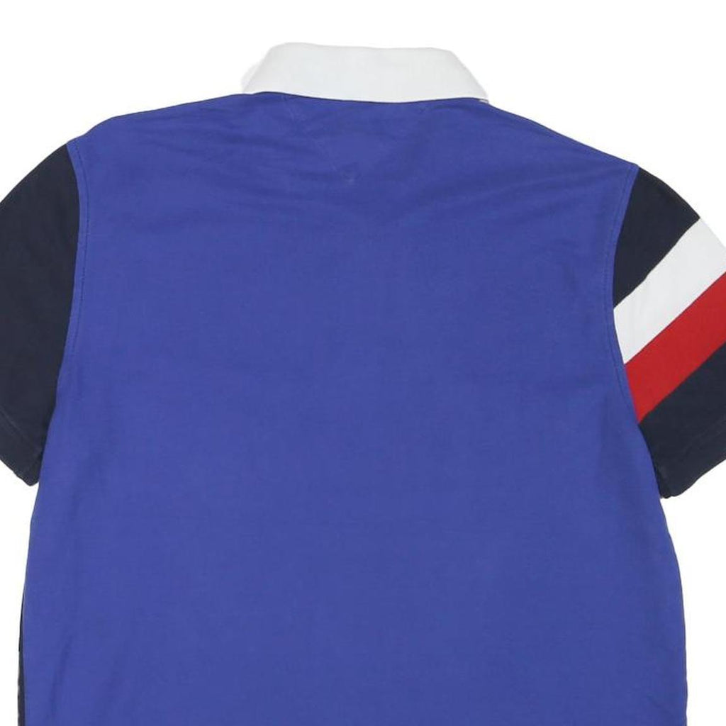TOMMY HILFIGER Mens Navy Blue Red White Short Sleeve Polo Shirt M Hilfiger Logo