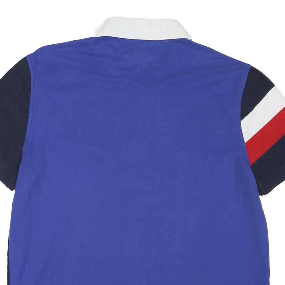 TOMMY HILFIGER Mens Navy Blue Red White Short Sleeve Polo Shirt M Hilfiger Logo