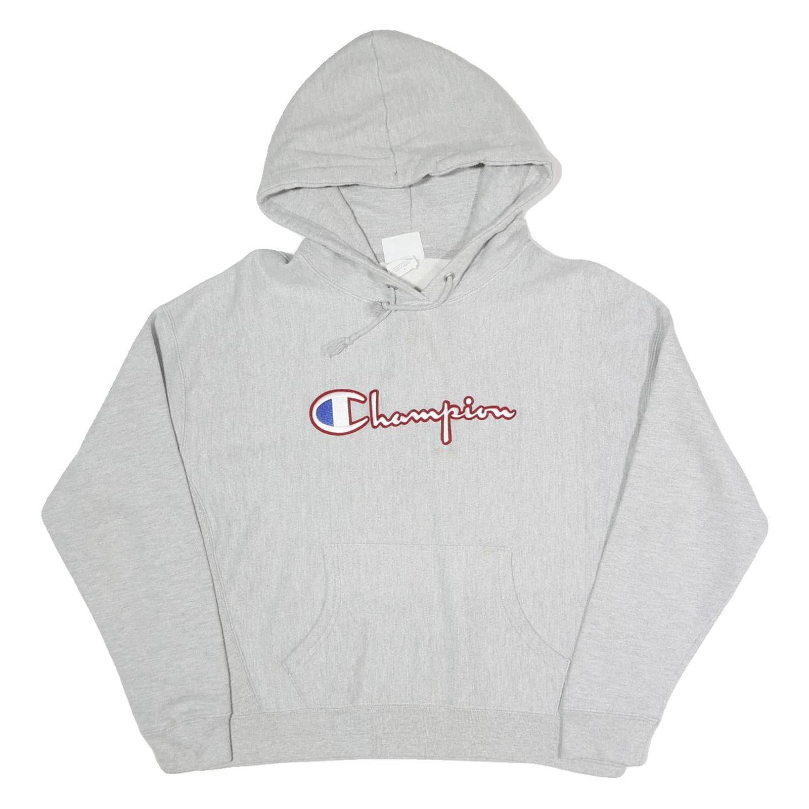 CHAMPION REVERSE WEAVE Mens Grey Hoodie XL Cotton Blend Pullover Sweatshirt