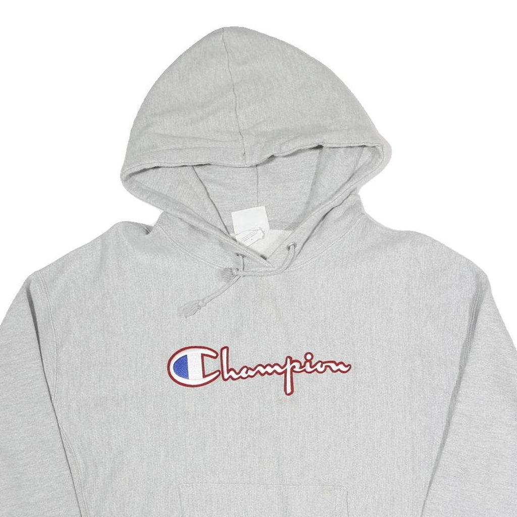 CHAMPION REVERSE WEAVE Mens Grey Hoodie XL Cotton Blend Pullover Sweatshirt